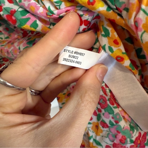 J Crew Factory Smocked Tie Shoulder Colorful Floral Tank Top - Picture 8 of 9